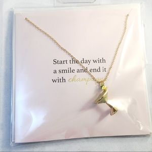 BOUTIQUE Dainty Gold jewelry Champagne Martini Charm Inspirational Necklace Gift